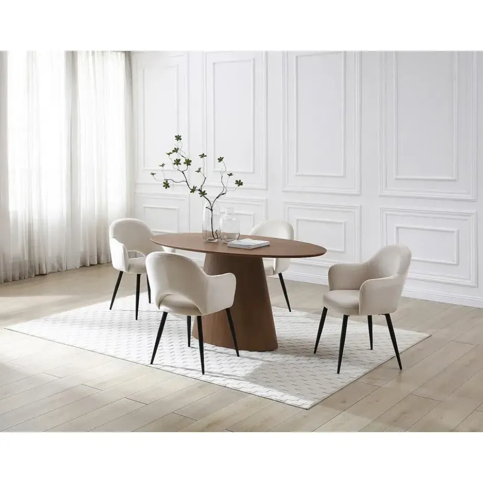 Eettafel ANTELADA - 6 plaatsen - Natuurlijk donker Hout paneel