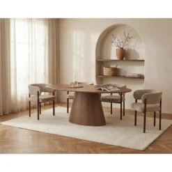 Eettafel ANTELADA - 6 plaatsen - Natuurlijk donker Hout paneel
