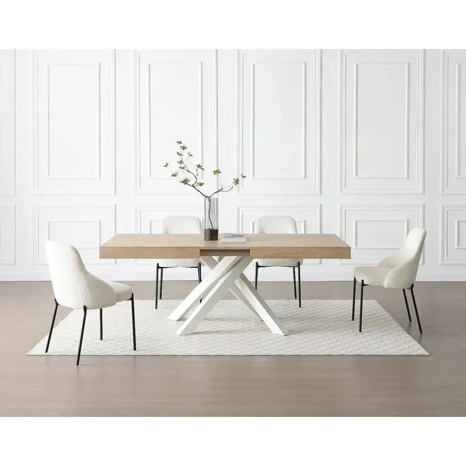 Eettafel CATONAV - Uitschuifbaar - Natuurlijk licht Hout paneel