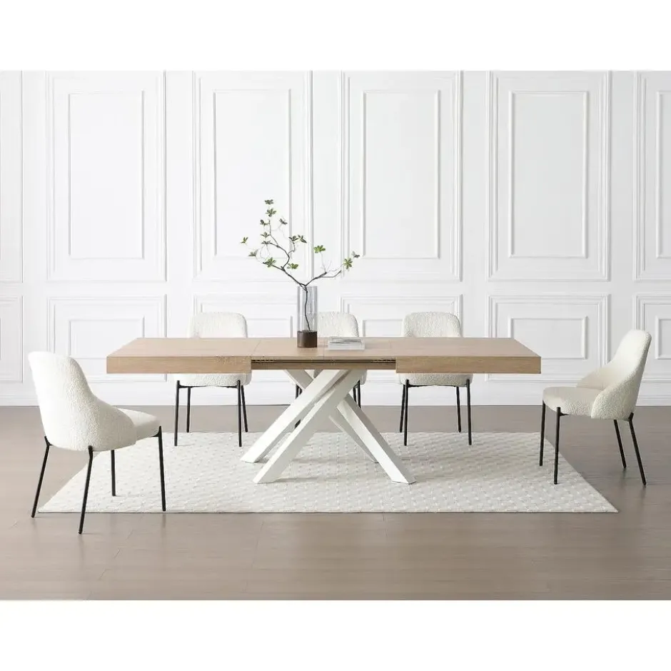 Eettafel CATONAV - Uitschuifbaar - Natuurlijk licht Hout paneel