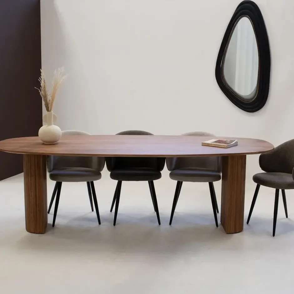 Eettafel Deens Ovaal 240cm - Bruin Mangohout - Feline
