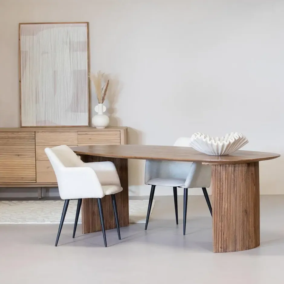 Eettafel Deens Ovaal 240cm - Bruin Mangohout - Feline