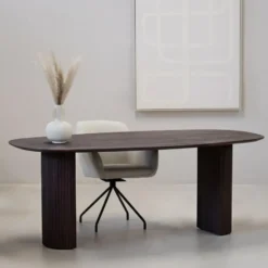 Eettafel Deens Ovaal 300cm - Donkerbruin Mangohout - Feline