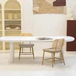Eettafel Deens Ovaal 200cm - Wit Betonlook - Maya