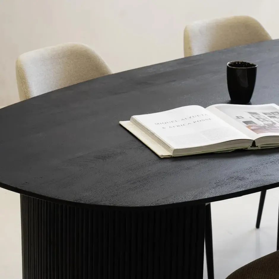 Eettafel Deens Ovaal 200cm - Zwart Mangohout - Feline