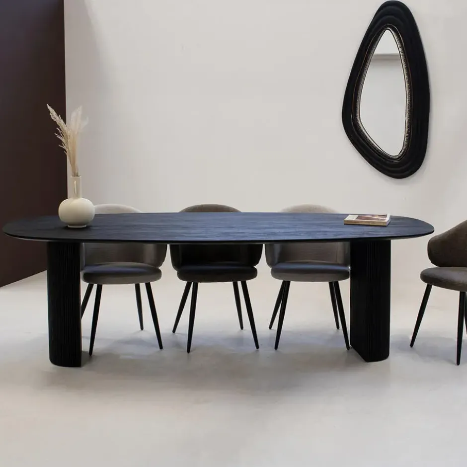 Eettafel Deens Ovaal 200cm - Zwart Mangohout - Feline