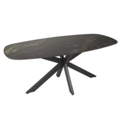 Eettafel - Deens Ovaal 180cm - Zwart Keramiek - Ceramic Fossil