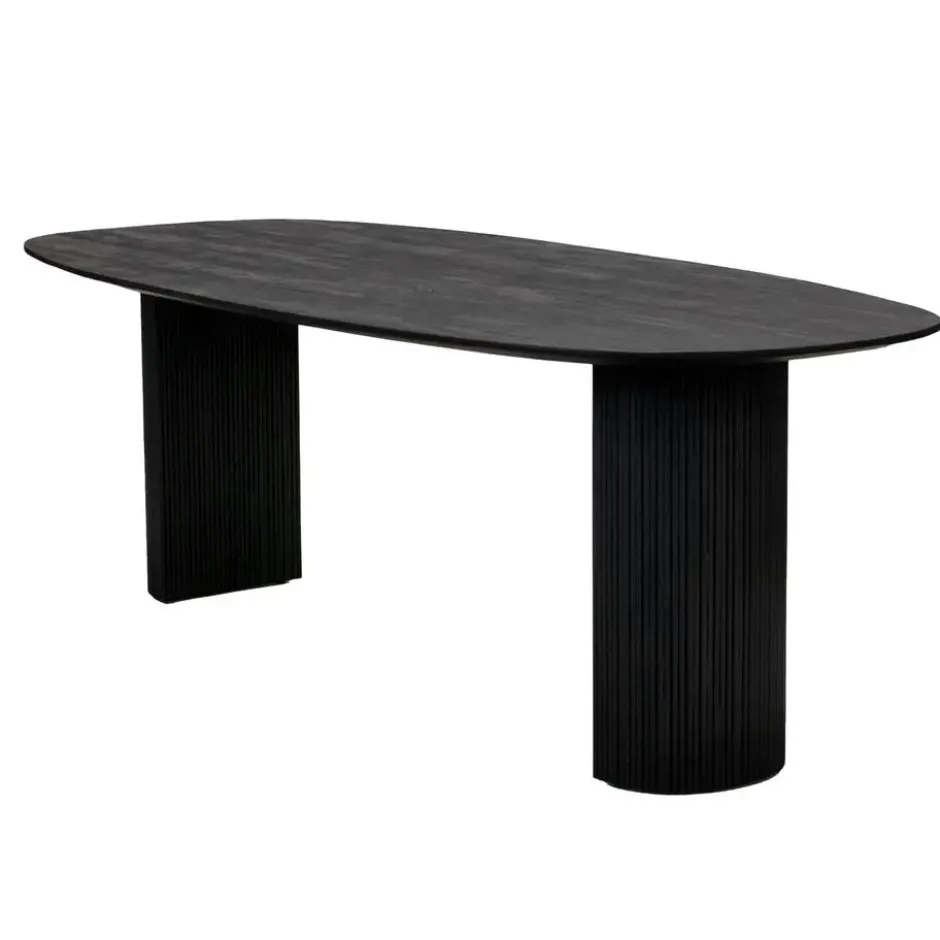 Eettafel Deens Ovaal 240cm - Zwart Mangohout - Feline