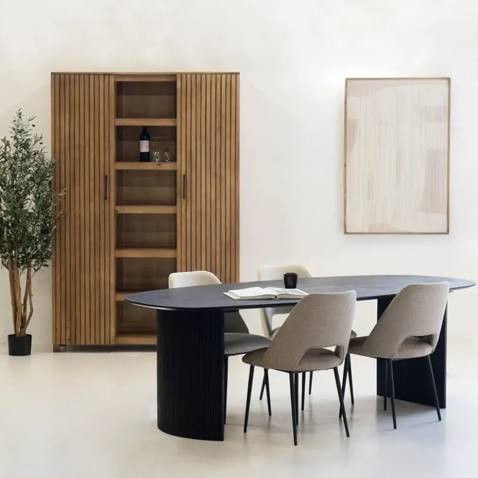 Eettafel Deens Ovaal 240cm - Zwart Mangohout - Feline