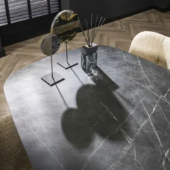 Eettafel Deens Ovaal 180cm - Zwart Marmerlook - 4-6 Personen