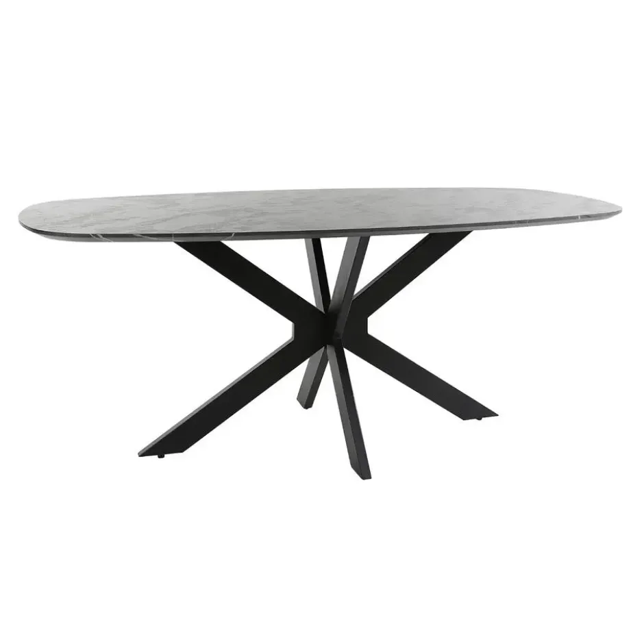 Eettafel Deens Ovaal 180cm - Zwart Marmerlook - 4-6 Personen