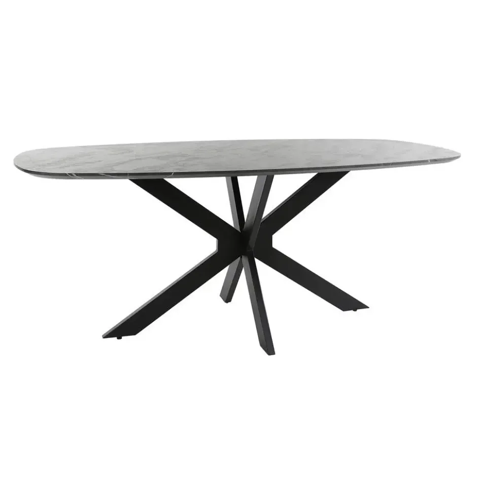 Eettafel Deens Ovaal 180cm - Zwart Marmerlook - 4-6 Personen