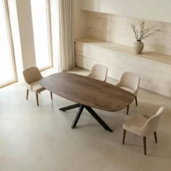 Eettafel Deens Ovaal - Donkerbruin Hout - 160x90x76cm - Jaimy