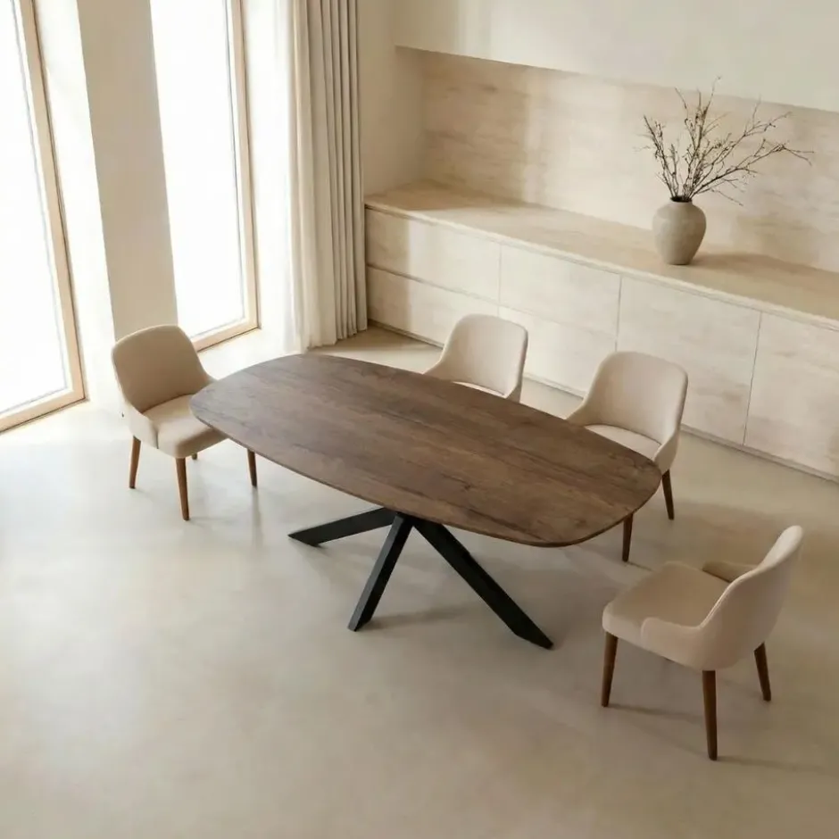 Eettafel Deens Ovaal - Donkerbruin Hout - 160x90x76cm - Jaimy