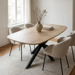 Eettafel Deens Ovaal - Naturel Hout - 160x90x76cm - Jaimy