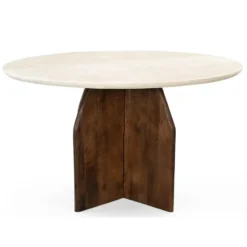 Eettafel Donkerbruin Hout - Marmer - Ø130x76cm - Danae