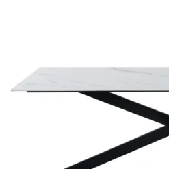 Eettafel Edin 210x100 cm marmerlook wit - Stoneware - Wit