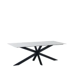 Eettafel Edin 210x100 cm marmerlook wit - Stoneware - Wit