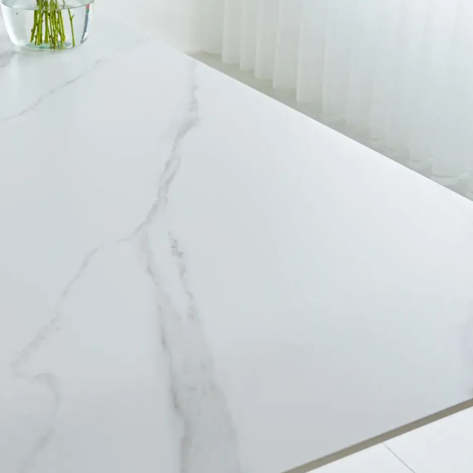 Eettafel Edin 170x90 cm marmerlook wit - Stoneware - Wit