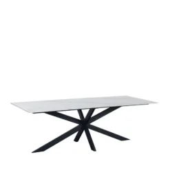 Eettafel Edin 170x90 cm marmerlook wit - Stoneware - Wit