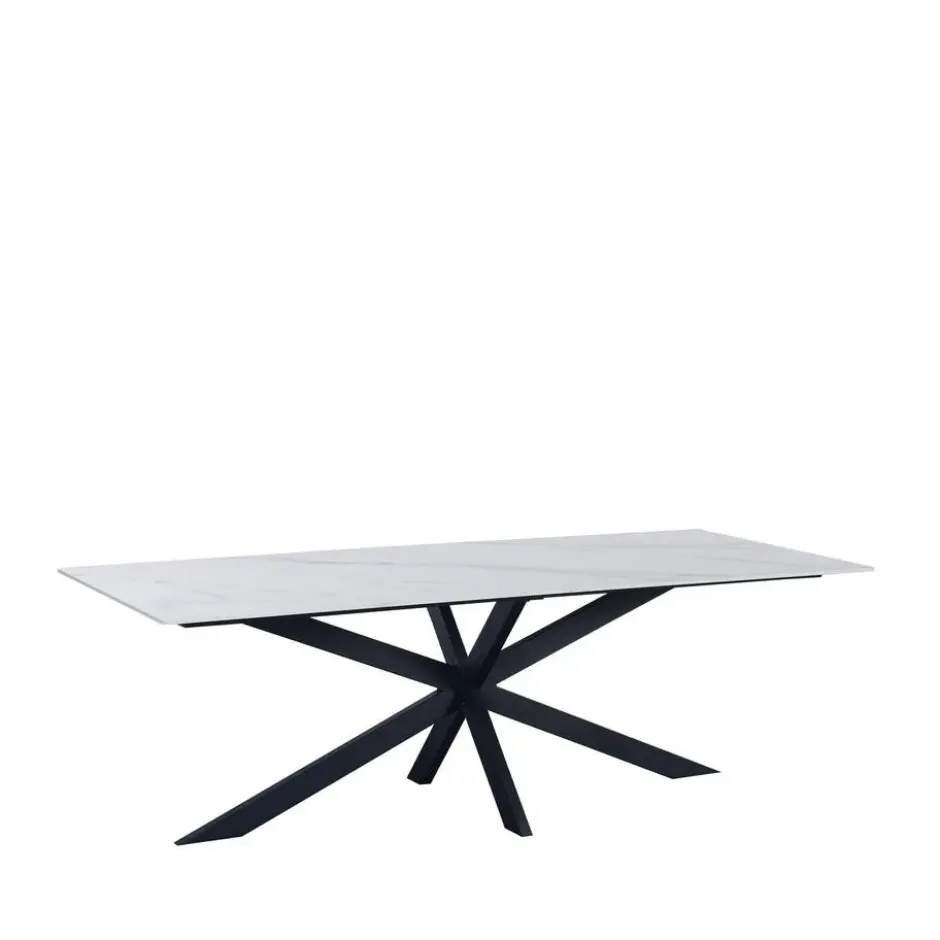 Eettafel Edin 170x90 cm marmerlook wit - Stoneware - Wit