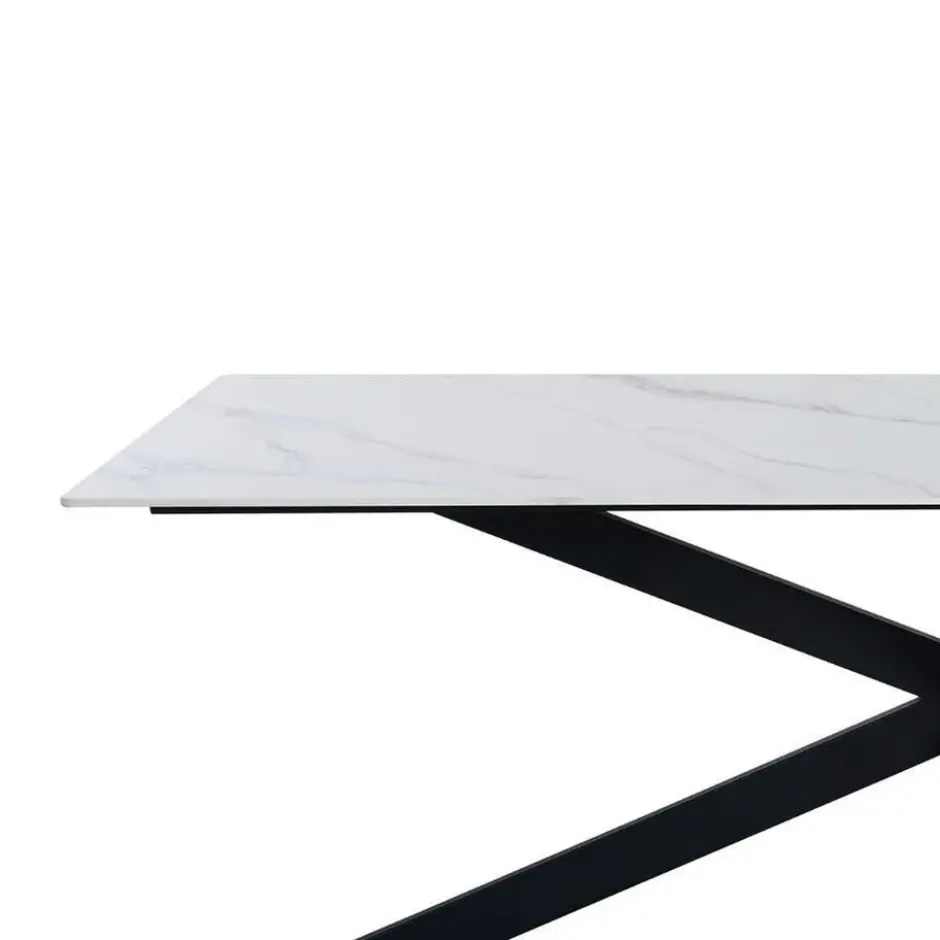 Eettafel Edin 170x90 cm marmerlook wit - Stoneware - Wit