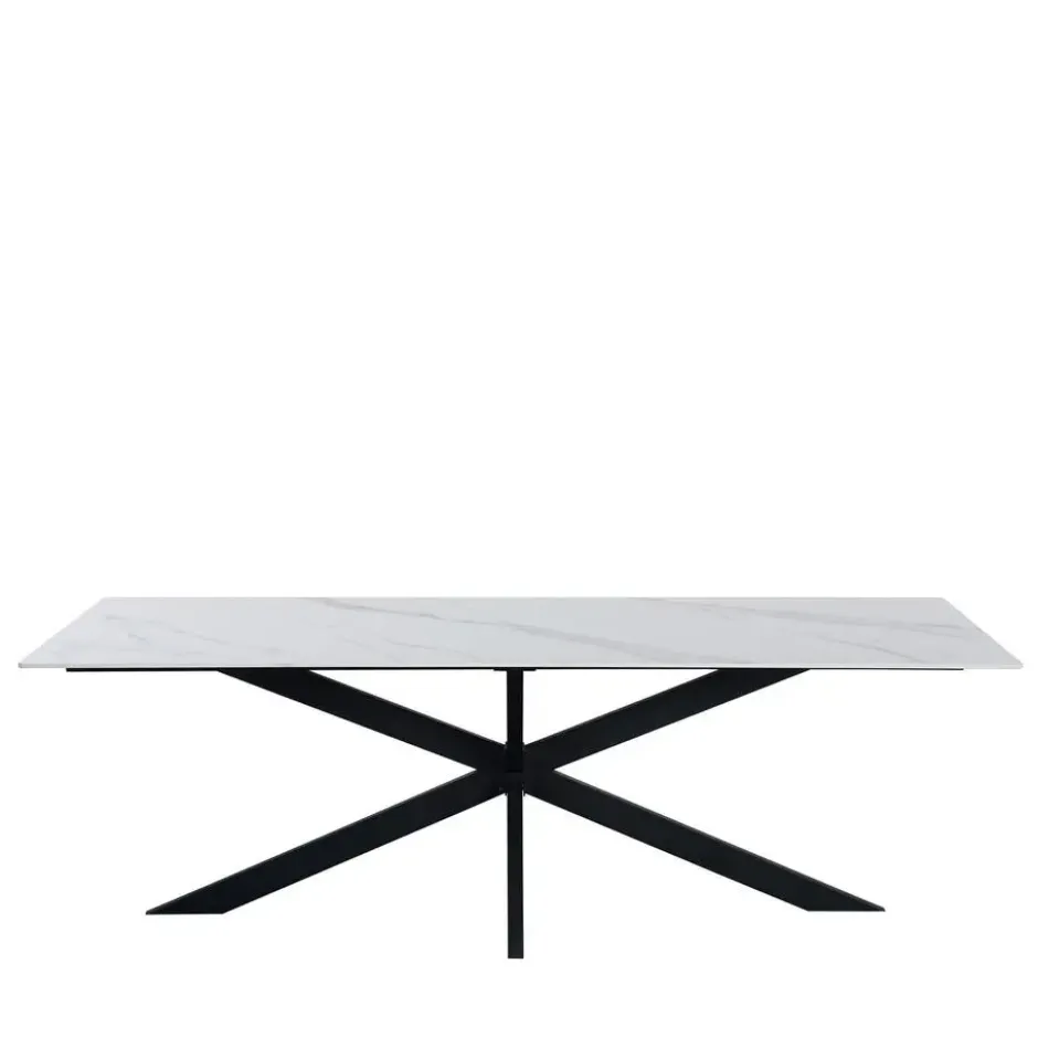 Eettafel Edin 170x90 cm marmerlook wit - Stoneware - Wit