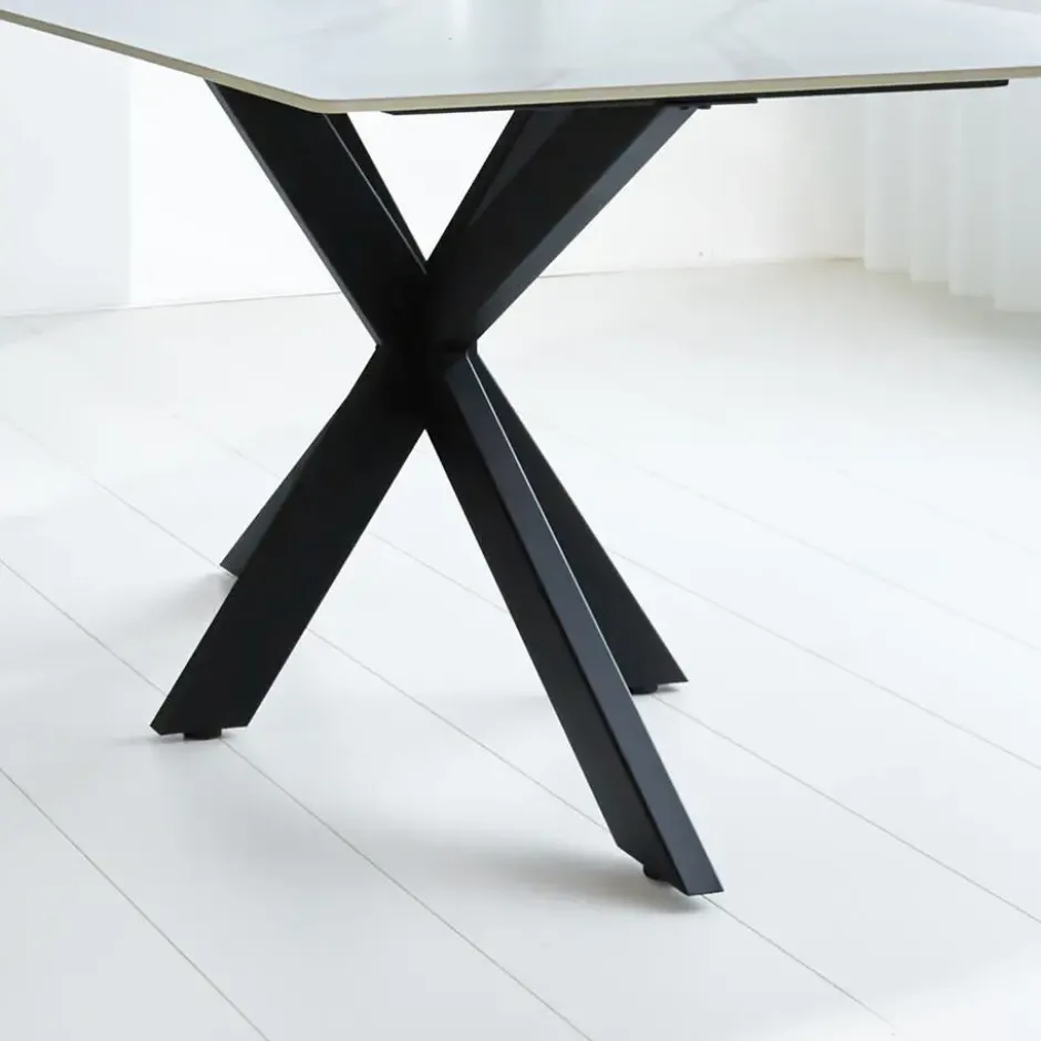 Eettafel Edin 170x90 cm marmerlook wit - Stoneware - Wit