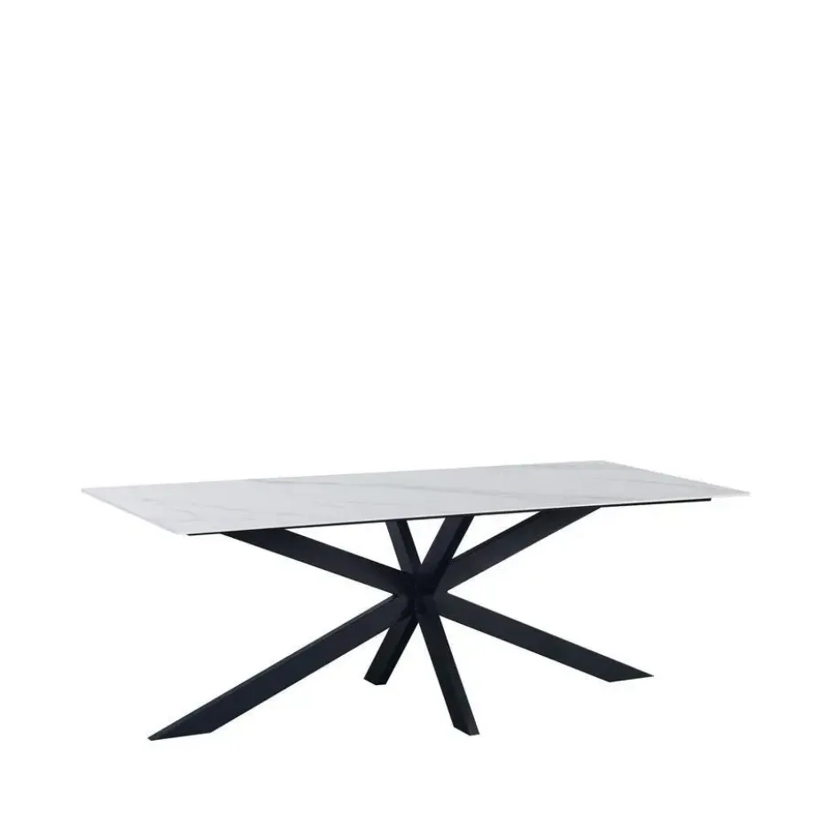 Eettafel Edin 170x90 cm marmerlook wit - Stoneware - Wit