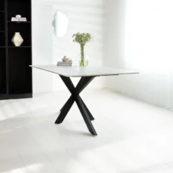 Eettafel Edin 170x90 cm marmerlook wit - Stoneware - Wit