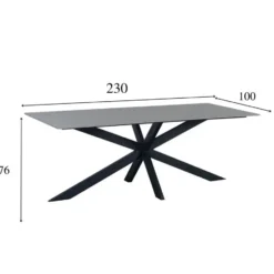 Eettafel Edin 230x100 cm marmerlook grijs - Stoneware - Grijs