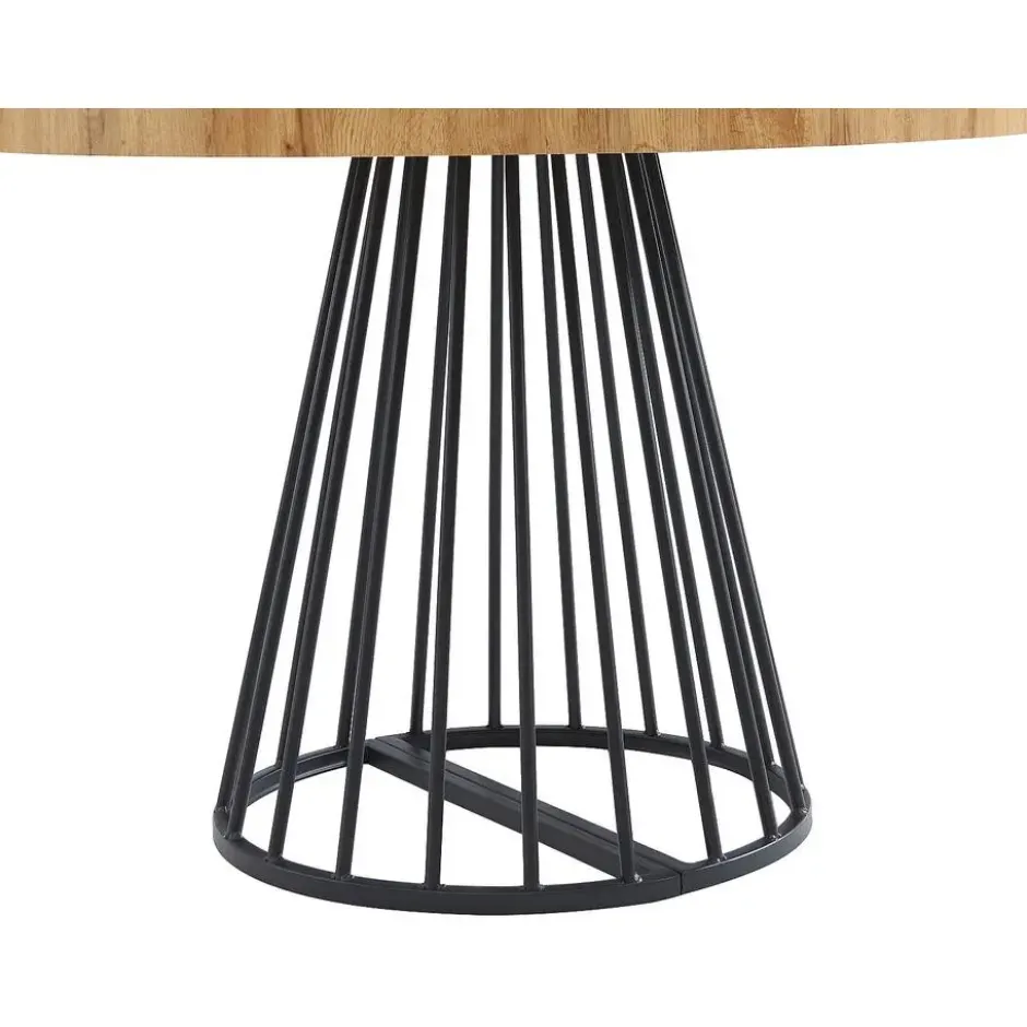 Eettafel FIRELA - Uitschuifbaar - Zwart Natuurlijk licht Hout paneel