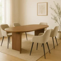 Eettafel Japandi Sara 210x100cm Walnoot Rechthoekig