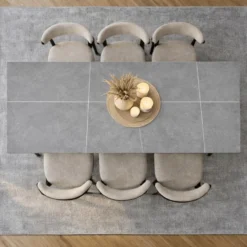 Eettafel Jules 150x80 cm marmerlook grijs - Stoneware - Grijs