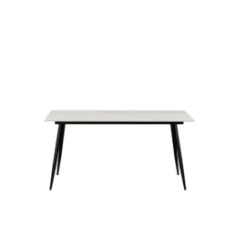 Eettafel Jules 150x80 cm marmerlook wit - Stoneware - Wit