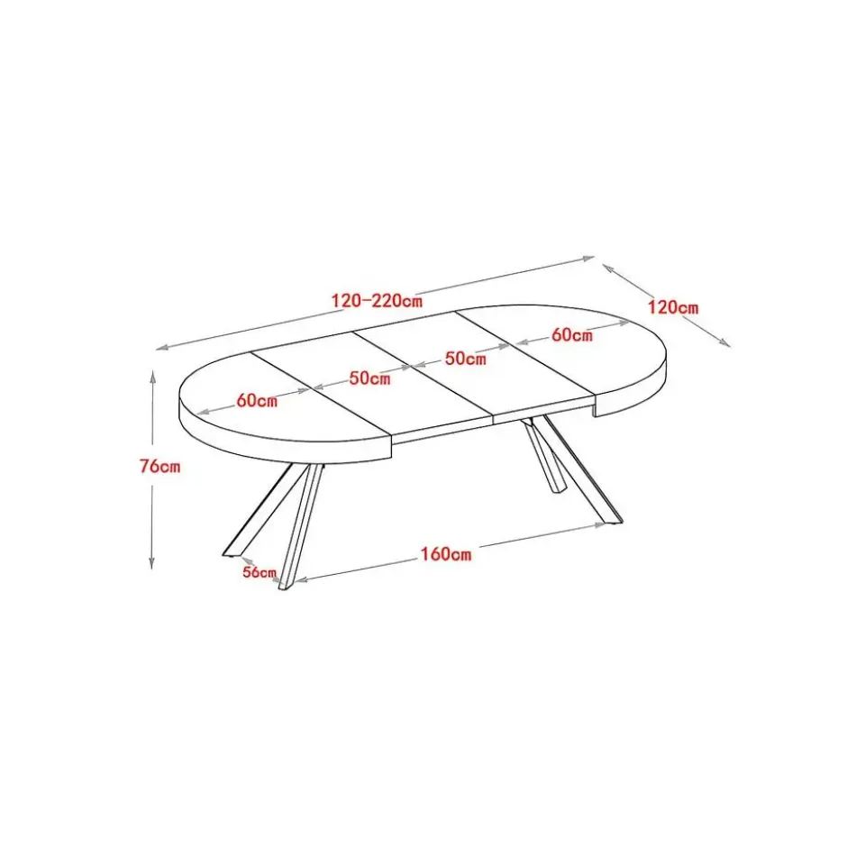 Eettafel KOMONI - 170 cm 220 cm 120 cmx120 cm - Natuurlijk licht Hout paneel