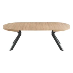 Eettafel KOMONI - 170 cm 220 cm 120 cmx120 cm - Natuurlijk licht Hout paneel