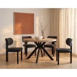 Eettafel KOMONI - 170 cm 220 cm 120 cmx120 cm - Natuurlijk licht Hout paneel