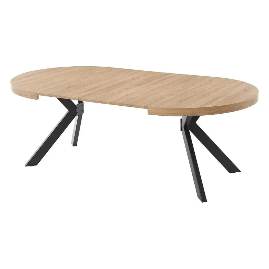 Eettafel KOMONI - 170 cm 220 cm 120 cmx120 cm - Natuurlijk licht Hout paneel