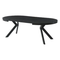 Eettafel KOMONI - 4 plaatsen, 6 plaatsen, 8 plaatsen - Zwart Hout, paneel