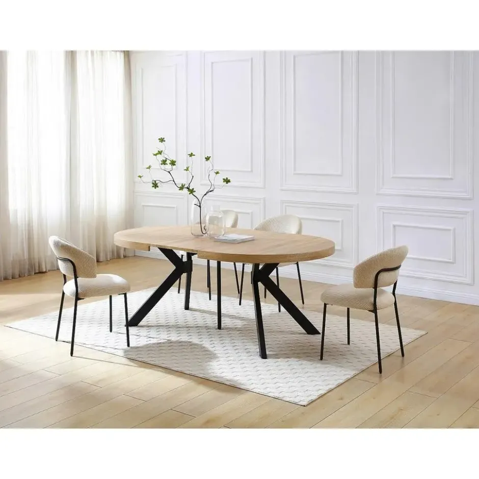 Eettafel KOMONI - Uitschuifbaar - Natuurlijk licht Hout paneel