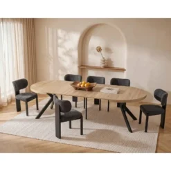 Eettafel KOMONI - Uitschuifbaar - Natuurlijk licht Hout paneel
