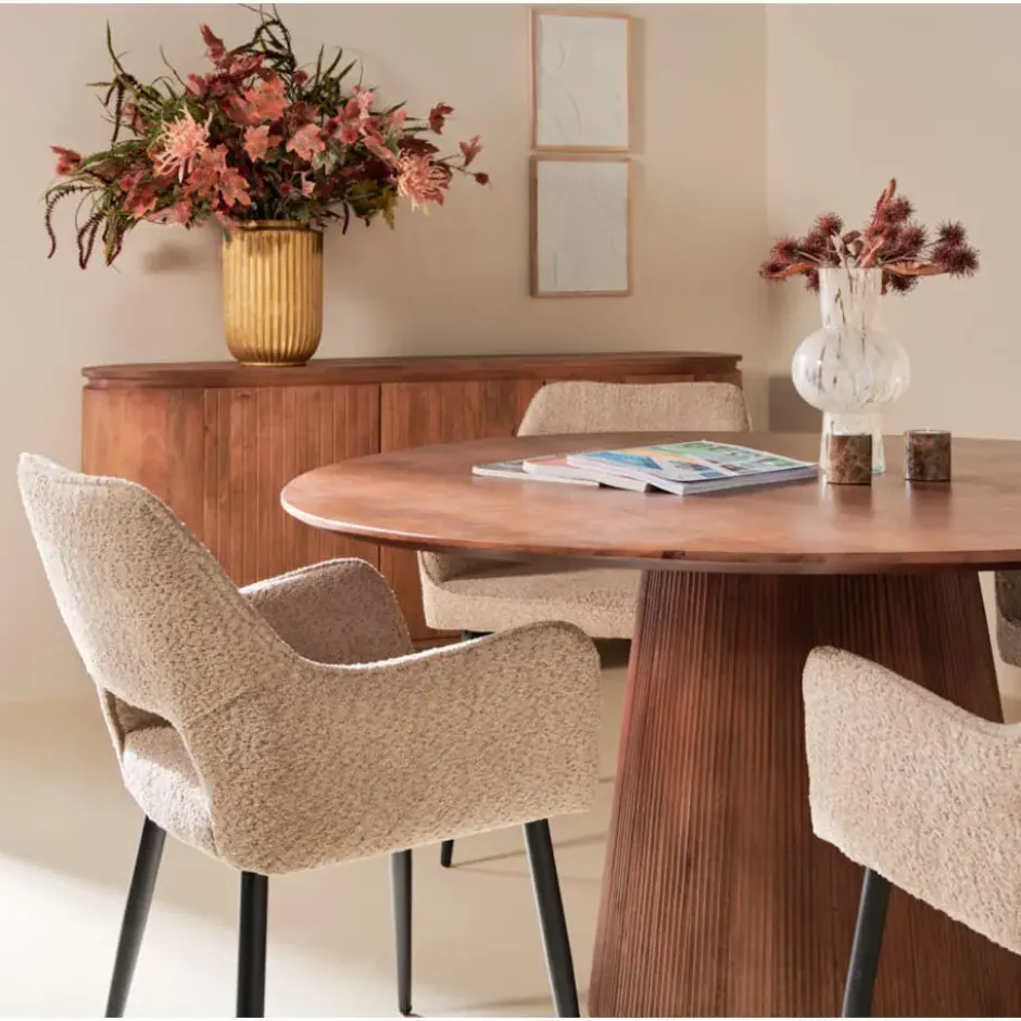 Eettafel Mokka Rond - Lichtbruin Ø120cm