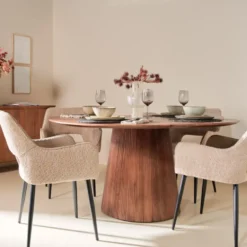 Eettafel Mokka Rond - Lichtbruin Ø120cm