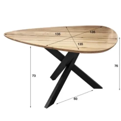 Eettafel Naturel Acaciahout - 135x135x76cm - Driehoek