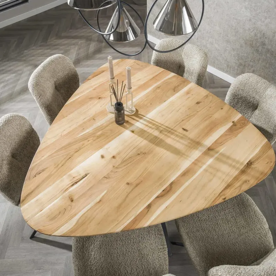 Eettafel Naturel Acaciahout - 135x135x76cm - Driehoek