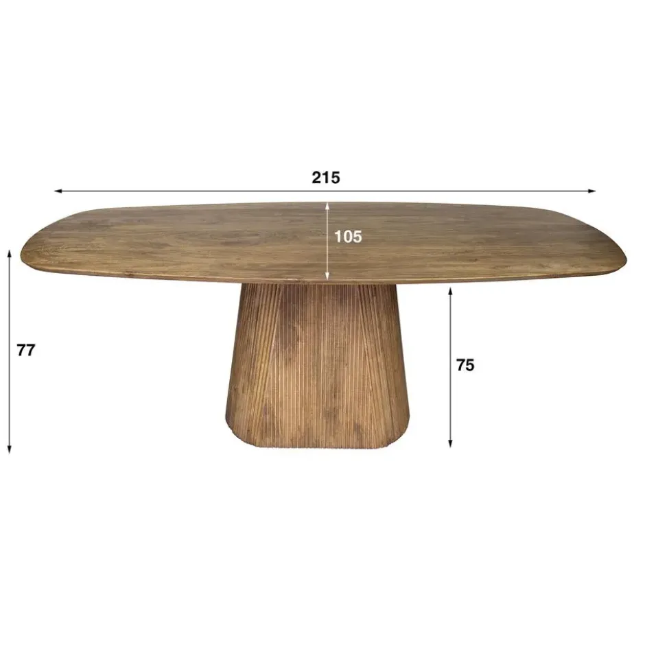 Eettafel Naturel Mangohout Ovaal - 215x105x77cm - Wave