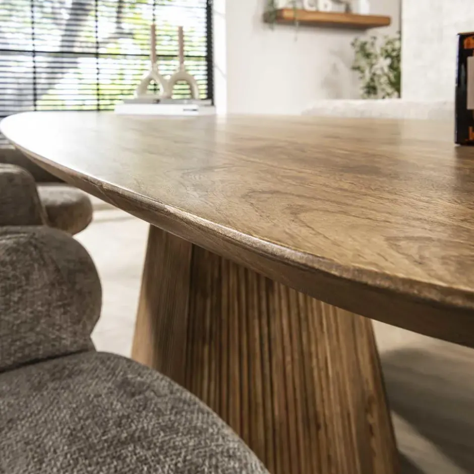 Eettafel Naturel Mangohout Ovaal - 215x105x77cm - Wave