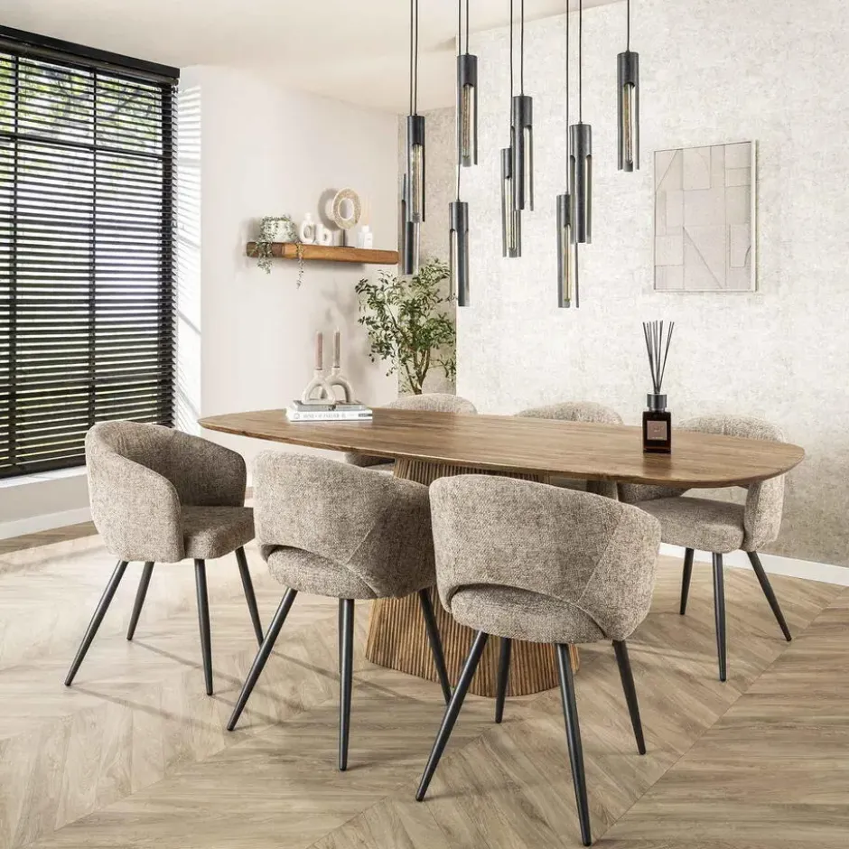 Eettafel Naturel Mangohout Ovaal - 215x105x77cm - Wave