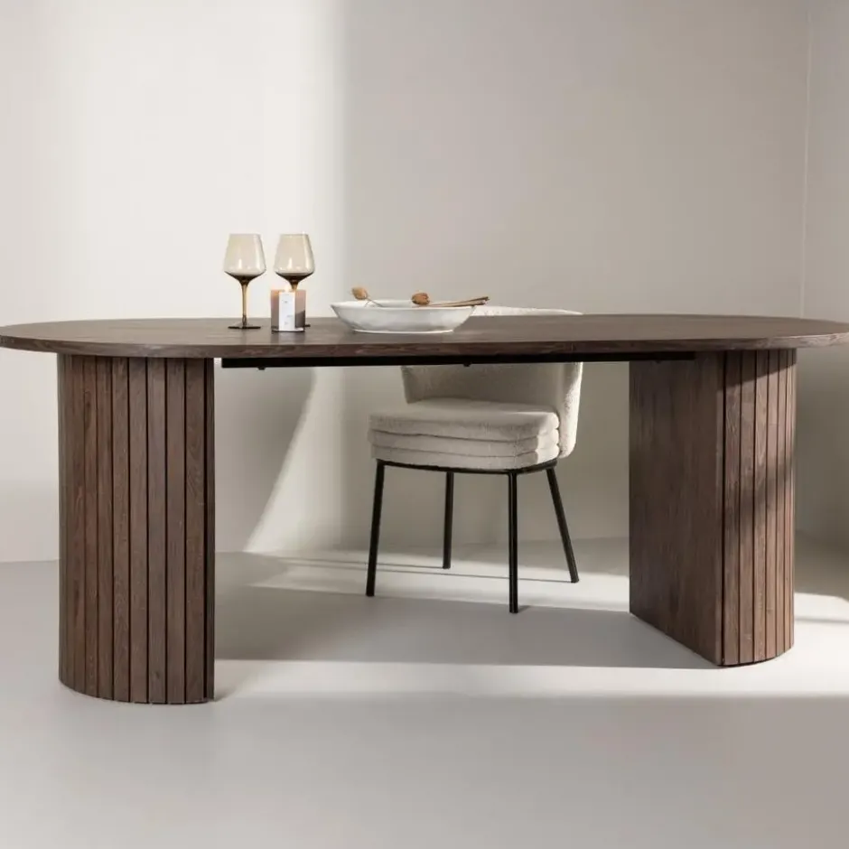 Eettafel Ovaal Bruin 200cm - Fineer - Scandinavisch - Tafel Härön